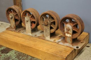 Vintage Hamilton Caster Wheels Cast Iron Industrial Cart Coffee Table Casters 4