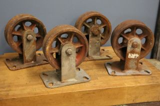 Vintage Hamilton Caster Wheels Cast Iron Industrial Cart Coffee Table Casters 8