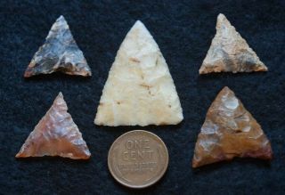 5 quality Sahara Neolithic triangular tools,  color 4