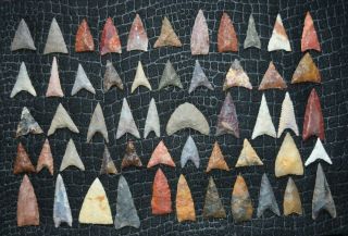 5 quality Sahara Neolithic triangular tools,  color 5