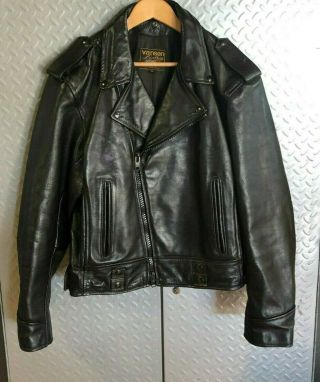 Vintage Mens VANSON Leather POLICE MOTORCYCLE JACKET Coat Size 44 11
