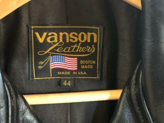 Vintage Mens VANSON Leather POLICE MOTORCYCLE JACKET Coat Size 44 2