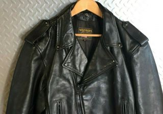 Vintage Mens VANSON Leather POLICE MOTORCYCLE JACKET Coat Size 44 4