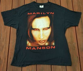 Vintage Marilyn Manson Bigger Than Satan T - Shirt Size Xl 90s Winterland