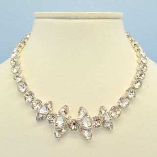 Vintage Necklace Eisenberg 1950s Rare Kite Cut Crystal Silvertone Jewellery