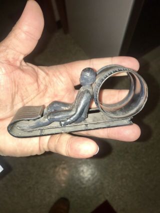 Rare Wilcox Silverplate Figural Man Boy On Tobbagon Napkin Ring 4343 2