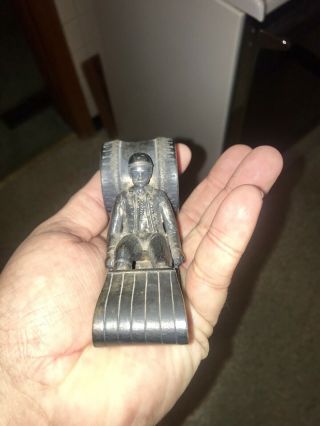 Rare Wilcox Silverplate Figural Man Boy On Tobbagon Napkin Ring 4343 4