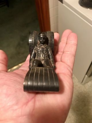 Rare Wilcox Silverplate Figural Man Boy On Tobbagon Napkin Ring 4343 8