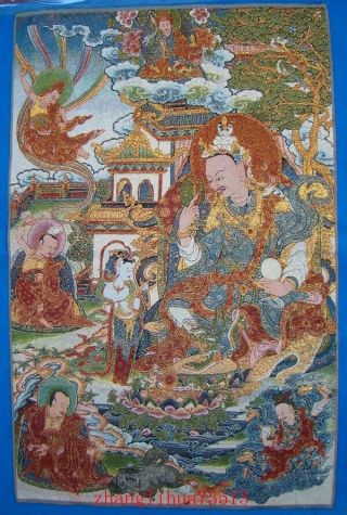 Handmade Embroidered Silk Mural Thanka God Buddha Religion Deco Art 143