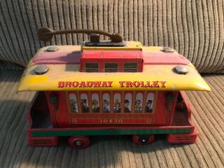 Vtg Modern Toy Broadway Trolley 10430 Made In Japan - Pressed Tin Marx