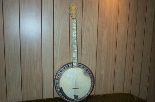 Vintage 1930s Lange Made Tenor Banjo Pearloid W/ Resonator