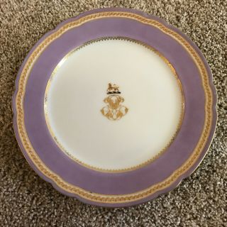 Antique Limoges? French / Russian Porcelain Boyer Pink Gilt Armorial Plate