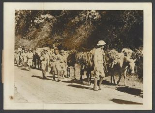 Wwii Press Photo Chinese Troops Advance Towards Lashio Burma 17.  5 X 14 Cm
