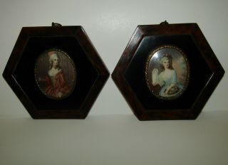 A Antique Georgian Miniature Portrait Paintings With Frames