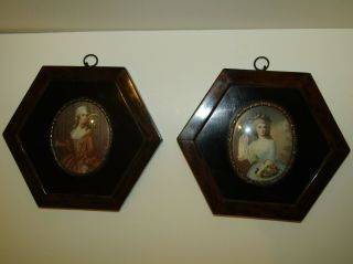 A ANTIQUE GEORGIAN MINIATURE PORTRAIT PAINTINGS WITH FRAMES 2