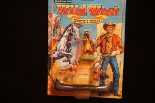 1996 Britains Wild West Cowboy & Indians Toy Figure Set 7525 4pc Set