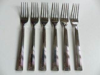 Set Of 6 Christofle Acier " Folio " Stainless Steel Dessert Forks 6 3/4 " (set 1)