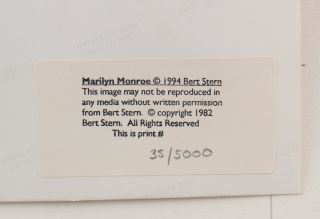 Large Vintage 1994 Hand - Signed Bert Stern Marilyn Monroe Dye Coupler Print 10