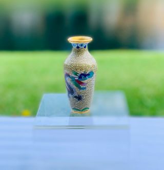 Vintage Miniature Chinese Cloisonné Dragon Vase - 3 Inches Tall