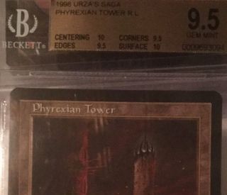 Phyrexian Tower - BGS 9.  5 GEM - Urza ' s Saga - MTG - Vintage Legacy - QUAD, 3