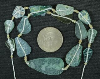 Ancient Roman Glass Beads 1 Medium Strand Aqua And Green 100 - 200 Bc 795