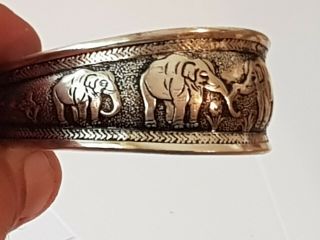 Stunning Rare Vintage Silver Bracelet Elephant Figures 30,  2 Gr.  61 Mm