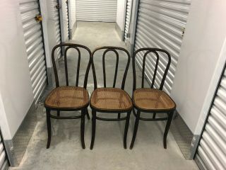 Three Great Antique Mundus Bentwood Cane Cafe Chairs Thonet Style,  Local Pu Only