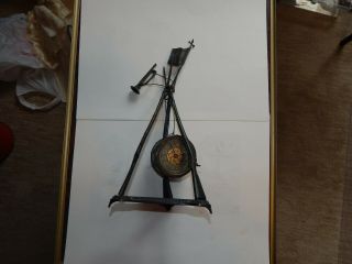 Rare Antique Spelter Musket/Drum/Bugle Spelter Clock Unk.  if it runs.  French? 3