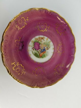Mini Tea Cup and Saucer Courting Couple Pink and Gold Trim Foreign 3