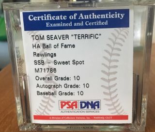 Tom Terrific Seaver PSA/DNA GEM 10 Signed Baseball RARE Worth $1000 2