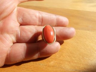 Antique Victorian Natural Red Coral 14k Gold Ring