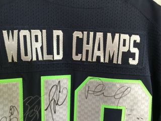 Seattle Seahawks Team Signed Nike Elite World Champs Bowl 48 Jersey Rare 8