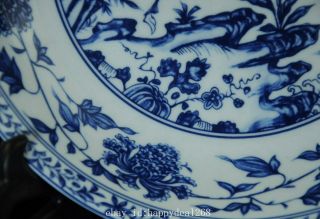 china old Blue and white porcelain hand - painted kirin plate /qianlong mark Bb02F 5
