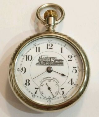 Locomotive Special Railroad Pocket Watch Ore Silver 23 Jewels Adjusted Chicago