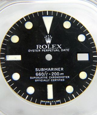 Vintage Factory Rolex Submariner 1680 Matte Black & Cream Watch Dial