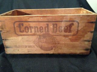 Vintage Wilsons Certified Corned Beef Advertising Wooden Box Crate Brazil
