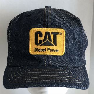Vintage Denim Cat Diesel Power Patch Snapback Cap Hat Louisville Mfg Usa Trucker