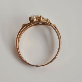 Stunning Antique Edwardian 9ct Rose Gold Pearl set Halley ' s Comet Ring c1910 5