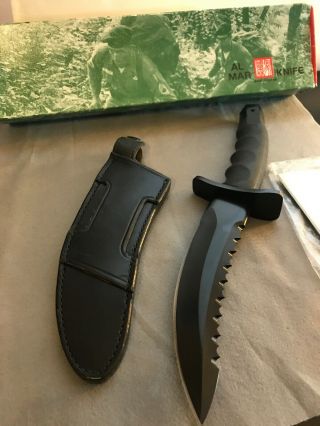 AL MAR WARRIOR COMBAT KNIFE BLACK - SHEATH - BOX - Vintage - 4