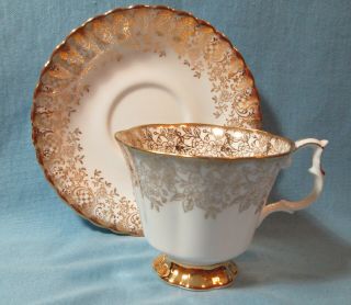 Rich Golden Teacup And Saucer Royal Albert Made In England