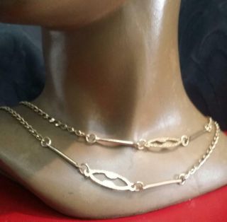 Vintage 18 K Solid Gold Handmade Fancy Links Chain Necklace 35 " L 17.  8 Grams