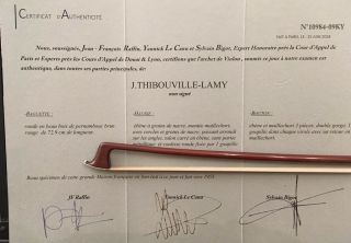 A Very Fine And Rare French Violin Bow Made By Jerome Thibouville - Lamy - Certified