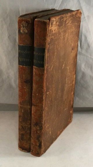 Antique Leather 2 Vol Book Set Series Of Letters William Fordyce Lusignan 1788