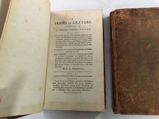 ANTIQUE LEATHER 2 VOL BOOK SET SERIES OF LETTERS WILLIAM FORDYCE LUSIGNAN 1788 3