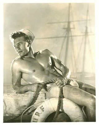 1940s Vintage Amg Male Nude Sailor Wally Schillicutt Full Pouch Muscle Beefcake