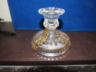 Antique French Glass And Ormolu Candlestick