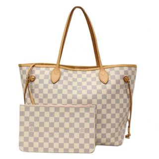 Louis Vuitton Neverfull Mm Shoulder Tote Bag N41605 Damier Azur Vintage