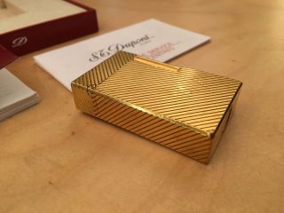 Very Rare Vintage ST Dupont Lighter Gold Plated Ligne 1 Made in France 9