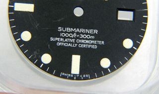 Vintage Rolex Submariner 16800 Matte Black Tritium Watch Dial 1980 ' s 3