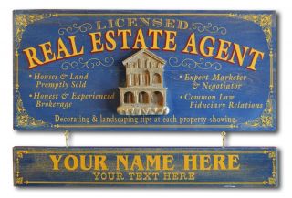 Personalized Real Estate Vintage Wood Plank Sign,  Office,  Home,  Man Cave,  Women